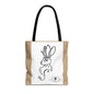Jackalope Bust Drawing Tote Bag with Tan Stripe