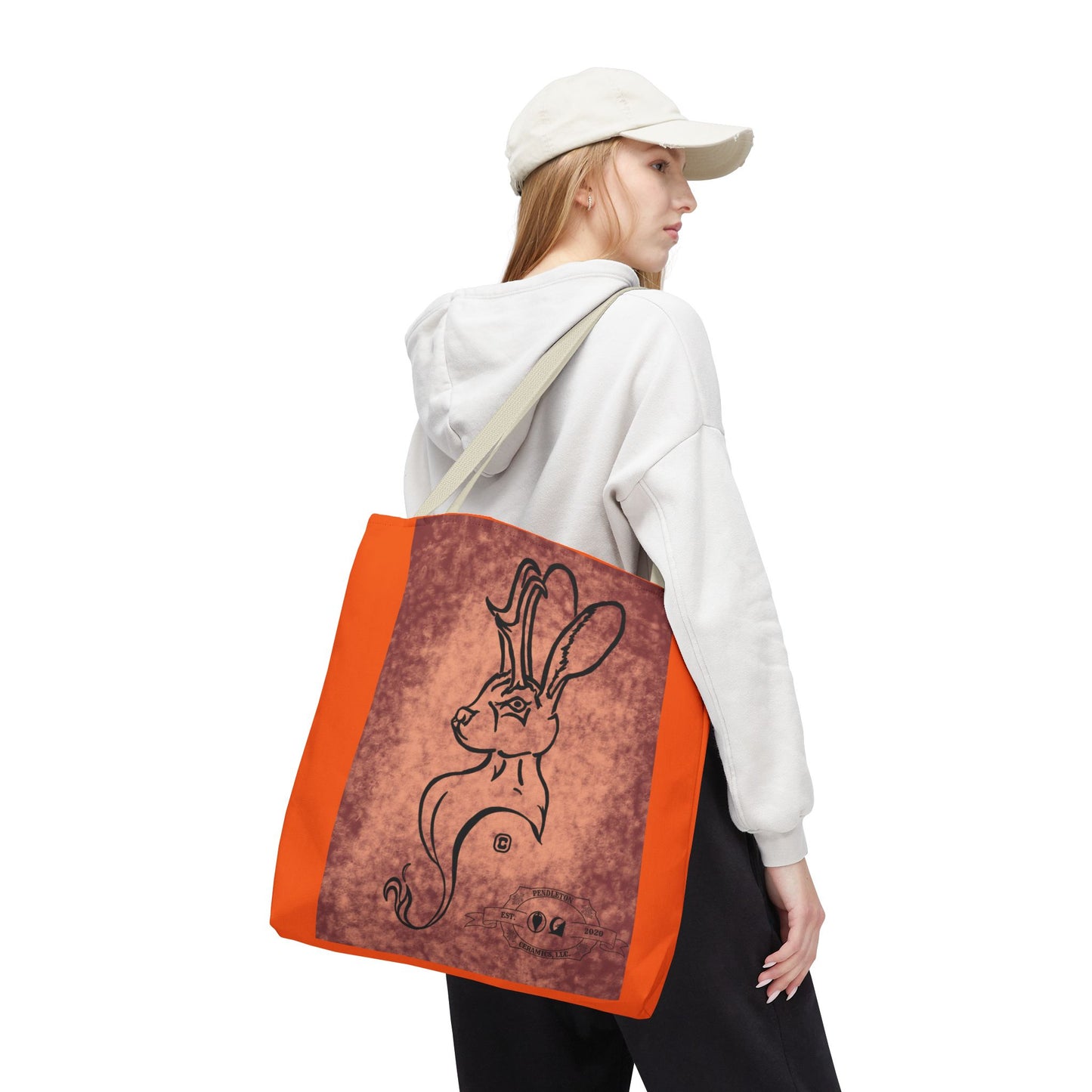 Dust Storm Jackalope Bust Drawing Tote Orange Bag