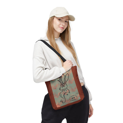Copper Metal Jackalope Bust Drawing Tote Brown Bag