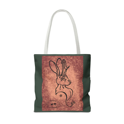 Dust Storm Jackalope Bust Drawing Tote Green Bag