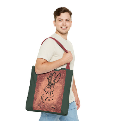 Dust Storm Jackalope Bust Drawing Tote Green Bag