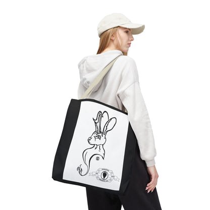 Jackalope Bust Drawing Tote Bag with Black Stripe