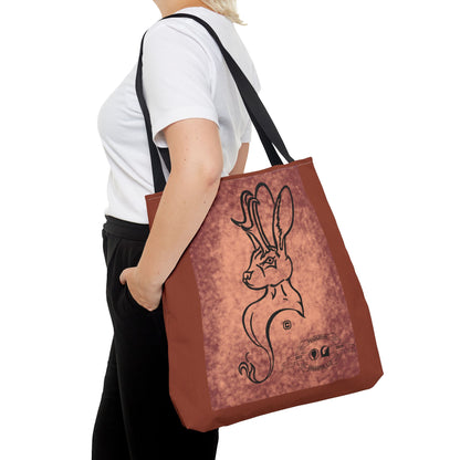 Dust Storm Jackalope Bust Drawing Tote Brown Bag