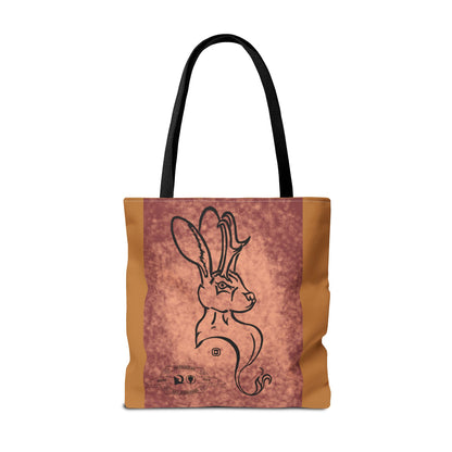 Dust Storm Jackalope Bust Drawing Tote Brown Bag