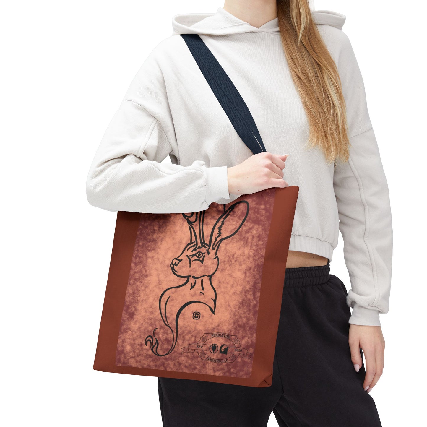 Dust Storm Jackalope Bust Drawing Tote Brown Bag
