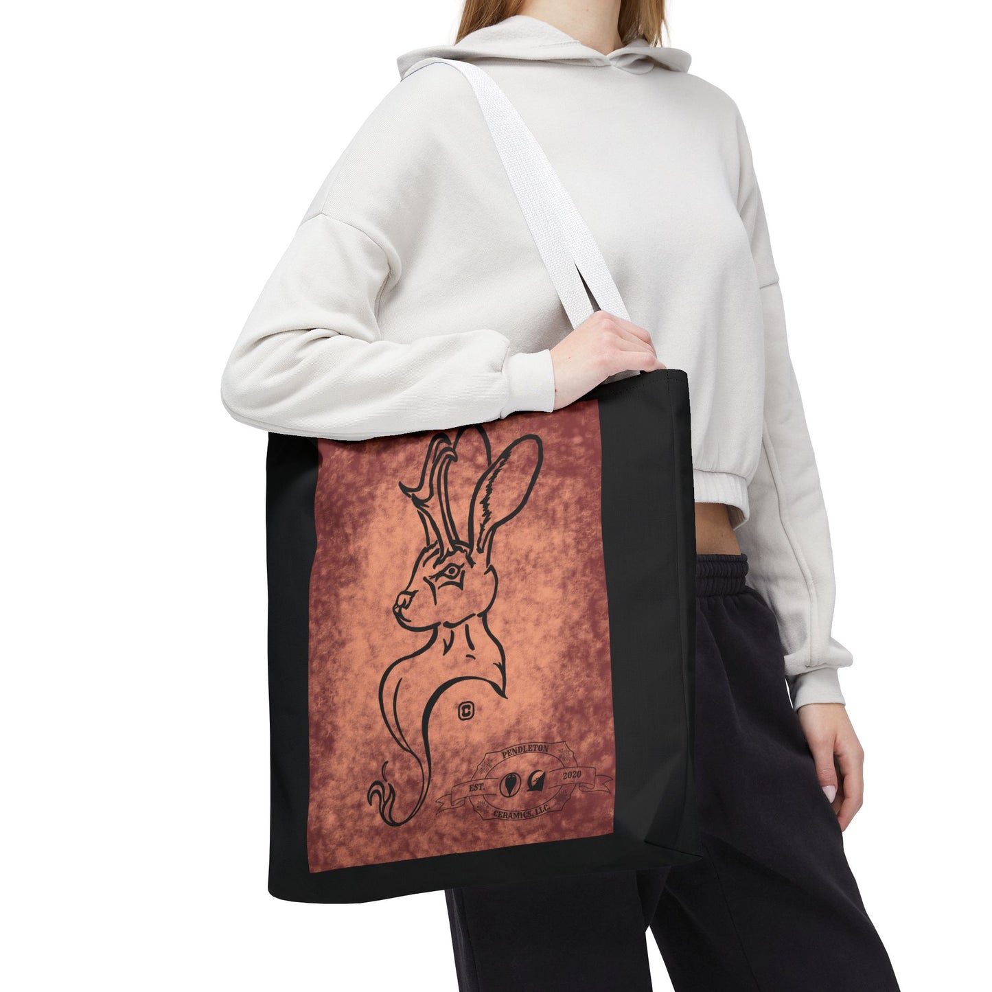 Dust Storm Jackalope Bust Drawing Tote Black Bag