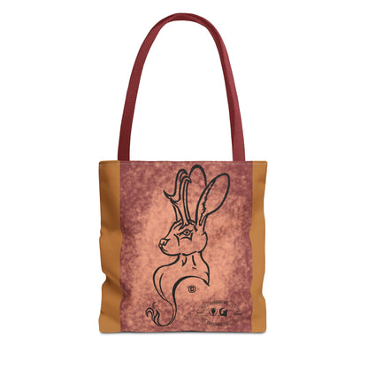 Dust Storm Jackalope Bust Drawing Tote Brown Bag