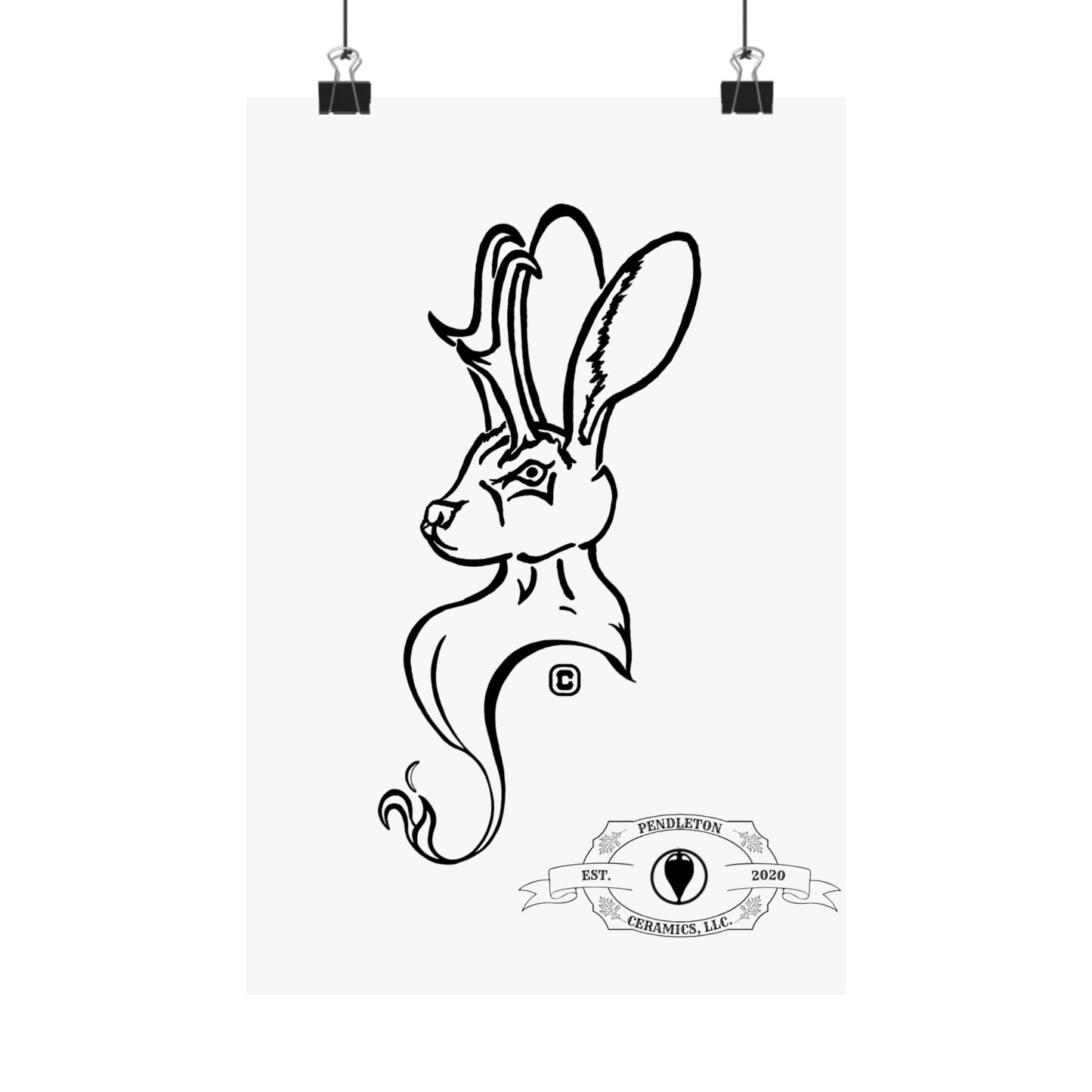 Jackalope Bust Drawing Matte Vertical Posters