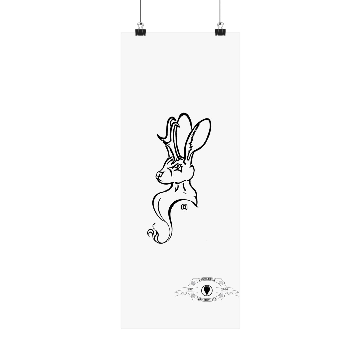 Jackalope Bust Drawing Matte Vertical Posters