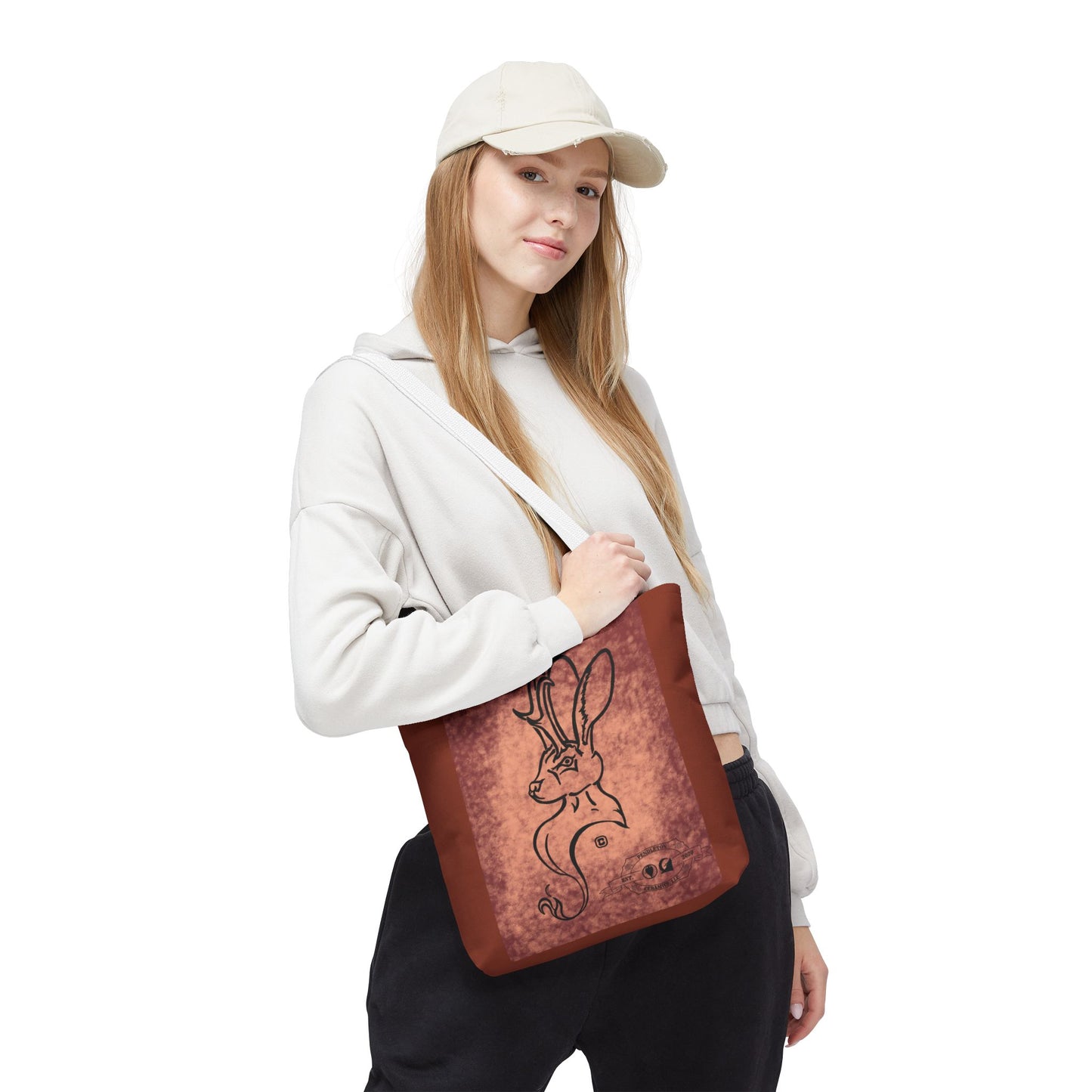 Dust Storm Jackalope Bust Drawing Tote Brown Bag