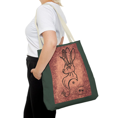 Dust Storm Jackalope Bust Drawing Tote Green Bag