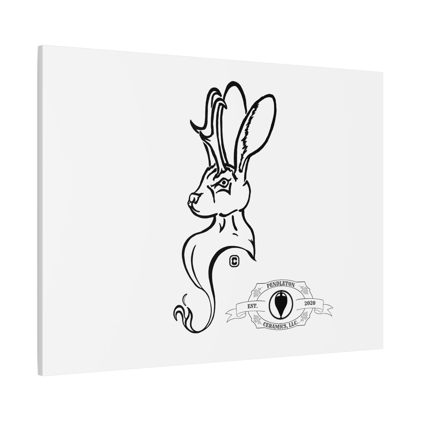 Jackalope Bust Drawing Art Stretched Canvas Wall Decor