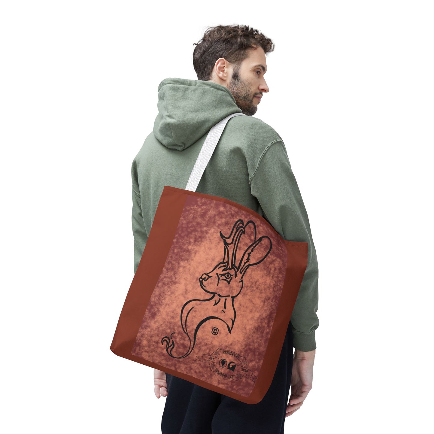 Dust Storm Jackalope Bust Drawing Tote Brown Bag