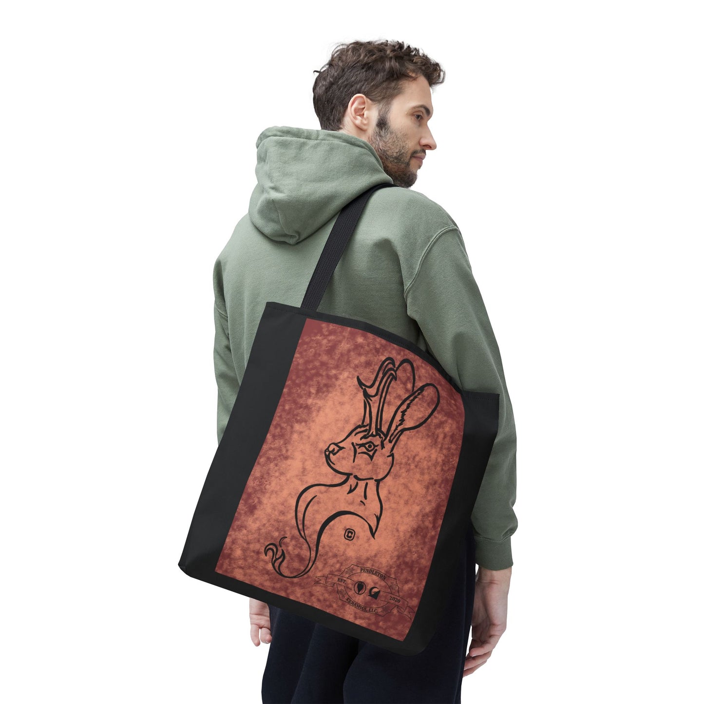 Dust Storm Jackalope Bust Drawing Tote Black Bag