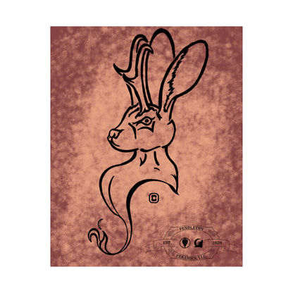 Dust Storm Jackalope Bust Drawing Wall Art