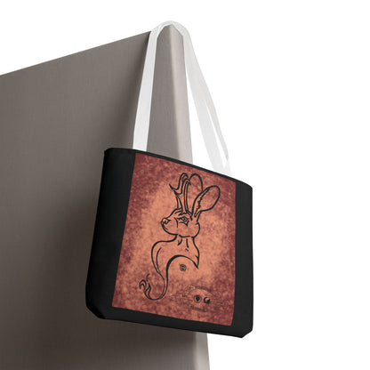 Dust Storm Jackalope Bust Drawing Tote Black Bag