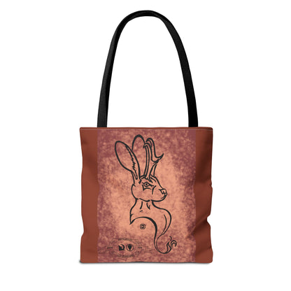 Dust Storm Jackalope Bust Drawing Tote Brown Bag