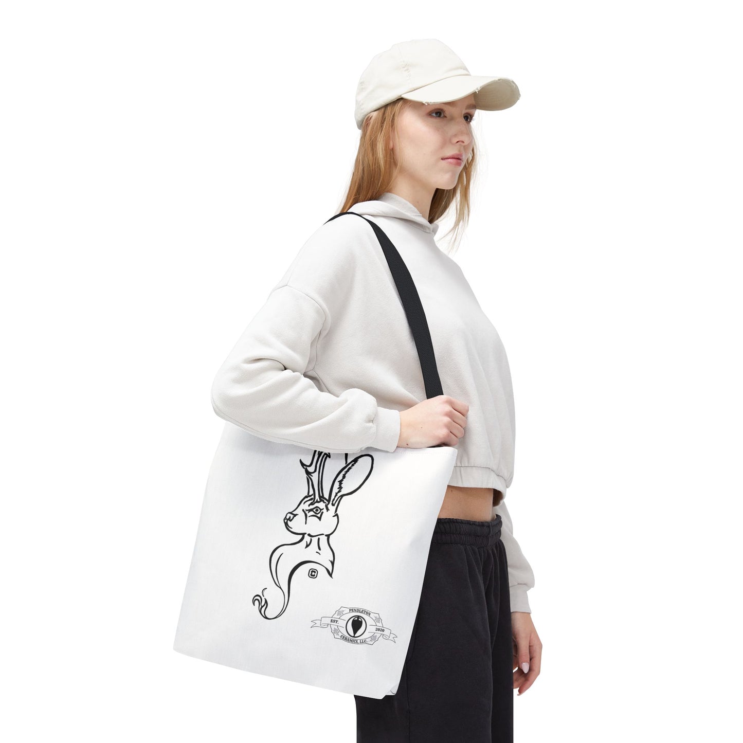 Jackalope Bust Drawing Tote White Bag