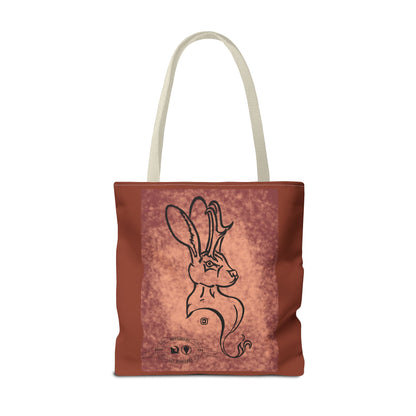 Dust Storm Jackalope Bust Drawing Tote Brown Bag