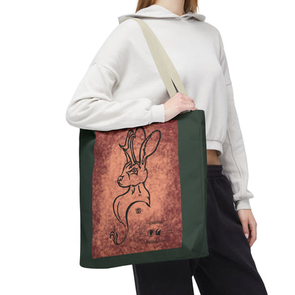 Dust Storm Jackalope Bust Drawing Tote Green Bag