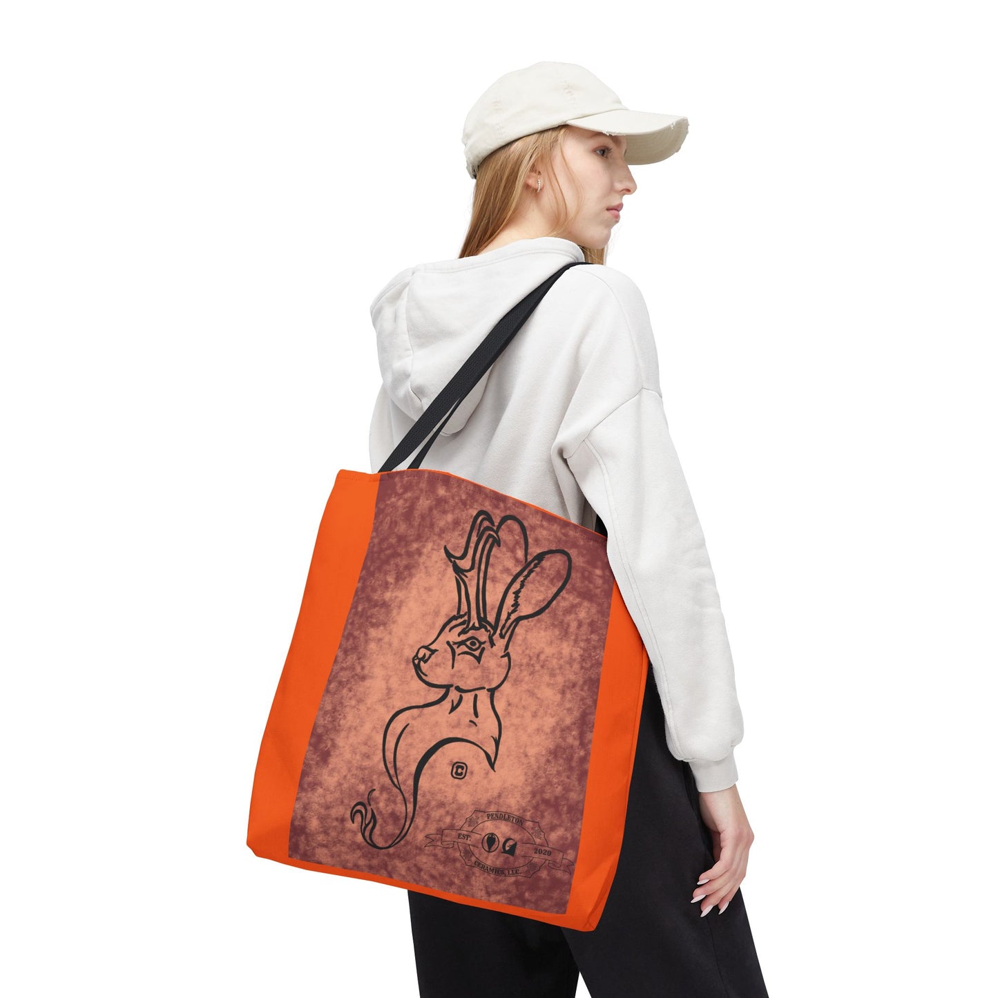 Dust Storm Jackalope Bust Drawing Tote Orange Bag