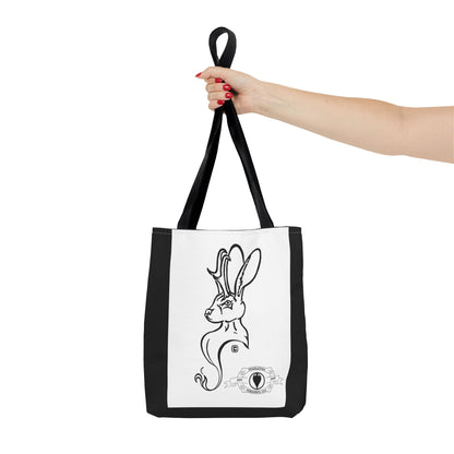 Jackalope Bust Drawing Tote Bag with Black Stripe