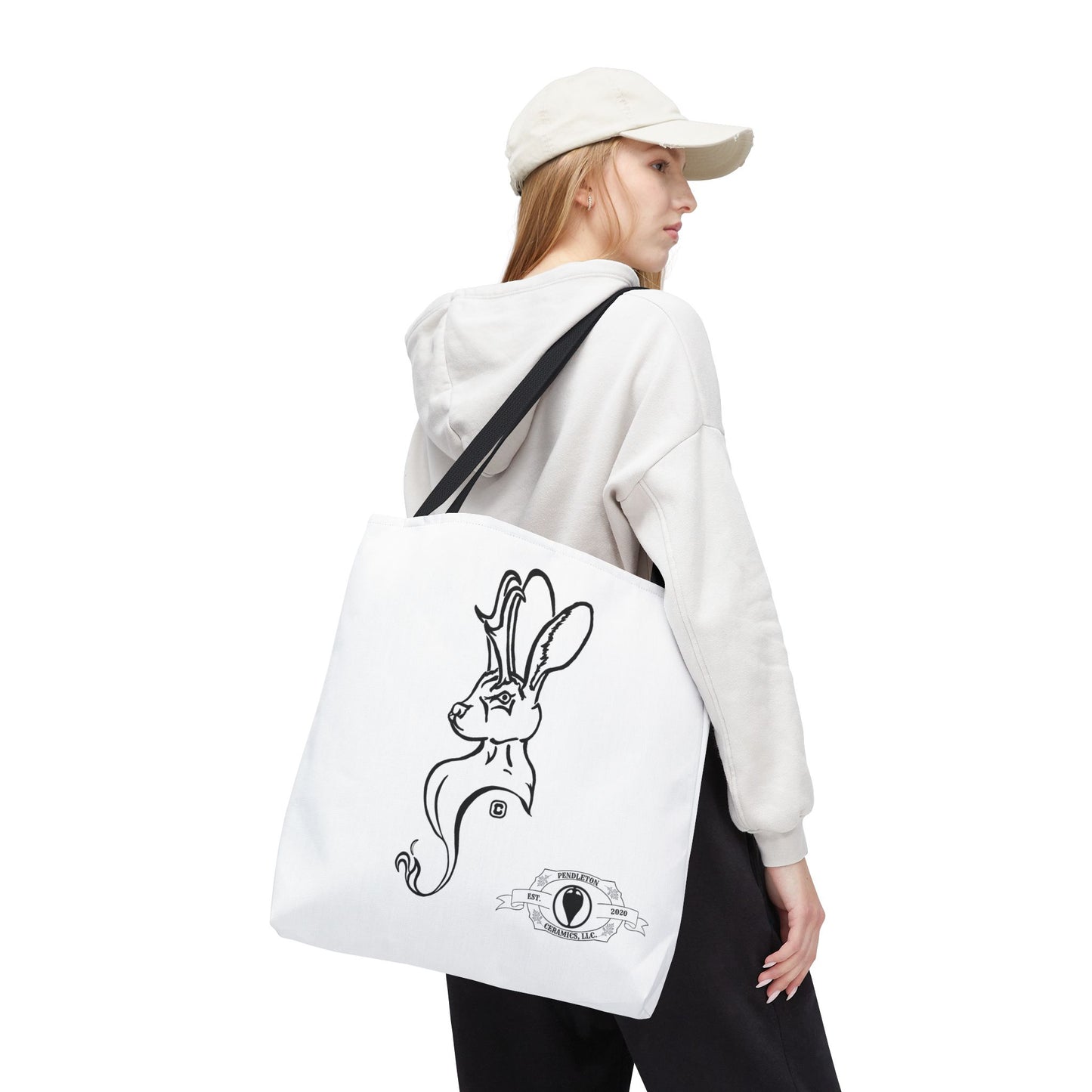 Jackalope Bust Drawing Tote White Bag