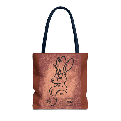 Dust Storm Jackalope Bust Drawing Tote Brown Bag