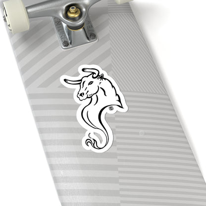 Bull Horns Up Animal Bust Drawing Kiss-Cut Stickers