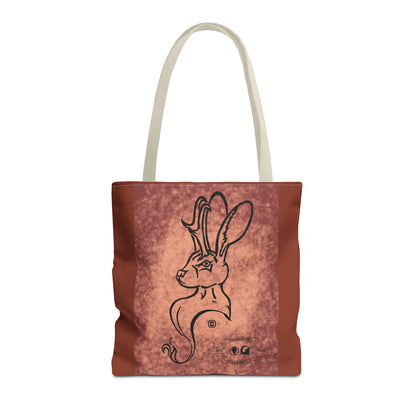 Dust Storm Jackalope Bust Drawing Tote Brown Bag