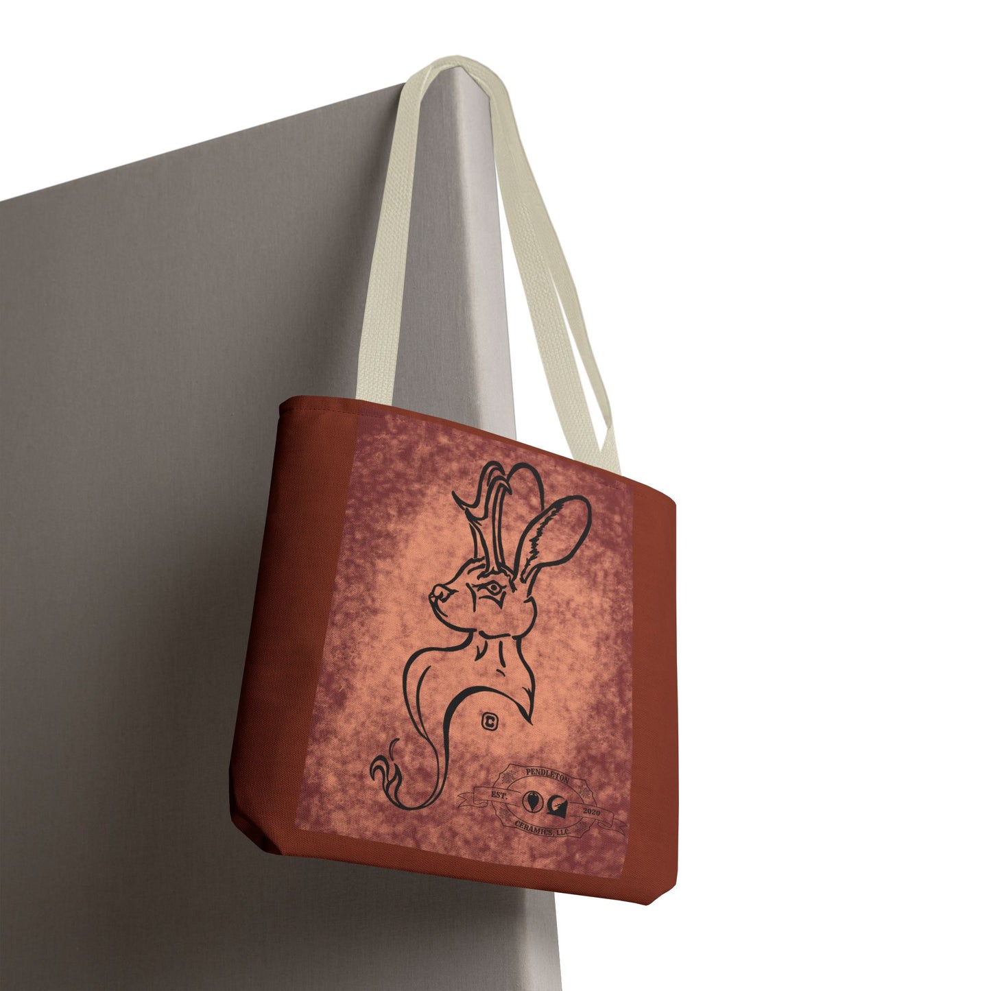Dust Storm Jackalope Bust Drawing Tote Brown Bag