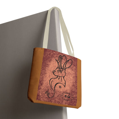 Dust Storm Jackalope Bust Drawing Tote Brown Bag