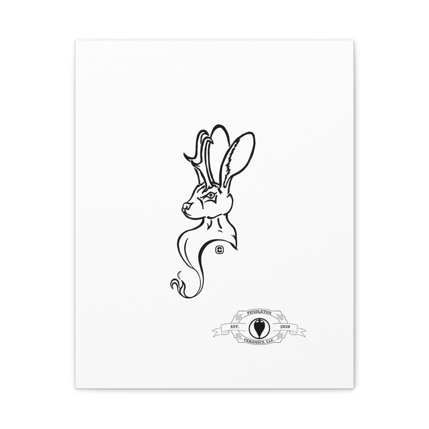 Jackalope Bust Drawing Art Stretched Canvas Wall Decor