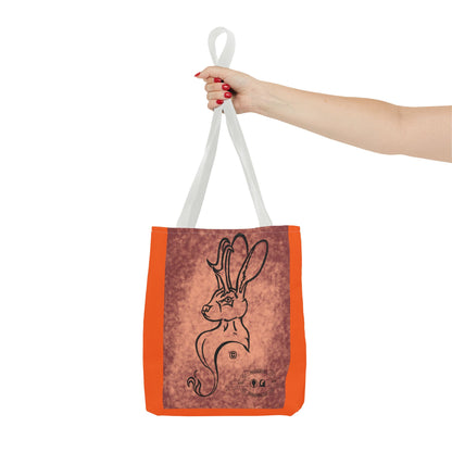 Dust Storm Jackalope Bust Drawing Tote Orange Bag