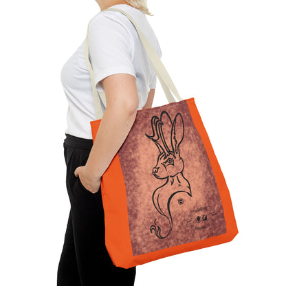 Dust Storm Jackalope Bust Drawing Tote Orange Bag