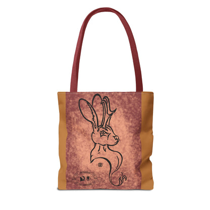 Dust Storm Jackalope Bust Drawing Tote Brown Bag