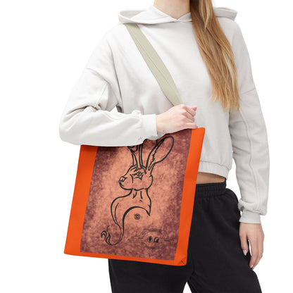 Dust Storm Jackalope Bust Drawing Tote Orange Bag